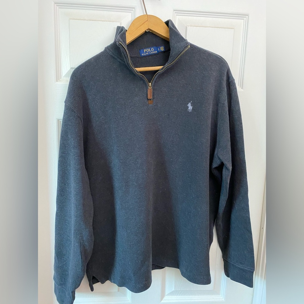 🏇 Ralph Lauren Men's Dark Gray Zip-Up Sweater